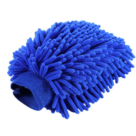 Варежка для бережной мойки автомобиля, чистки и удаления пыли - безразмерная двухсторонняя непромокаемая рукавица из микрофибры, синий