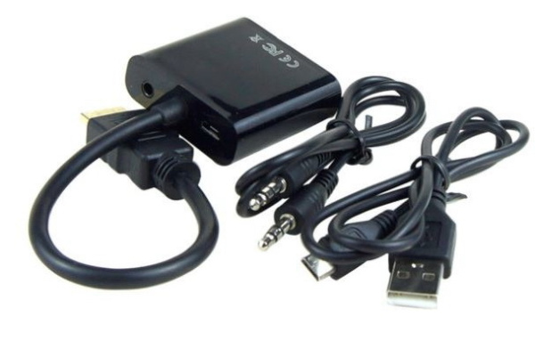 Адаптер - переходник HDMI – VGA - USB2.0 - jack 3.5mm (AUX), черный Адаптер - переходник HDMI – VGA - USB2.0 - jack 3.5mm (AUX), черный
