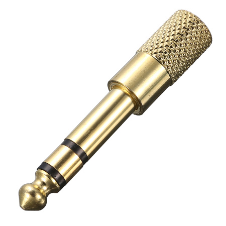 Адаптер - переходник jack 6.5mm - jack 3.5mm (AUX), золото