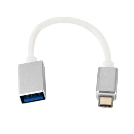 Адаптер - переходник OTG USB3.1 Type-C - USB3.0, кабель 10 см, серебро