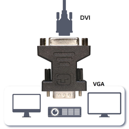 Адаптер - переходник DVI - VGA, мама-папа, черный