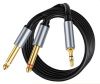 Кабель jack 3.5mm (AUX) - 2х jack 6.35mm моно PRO для микшера, 1 метр, черный