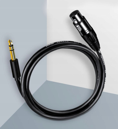 Кабель jack 6.35mm - XLR для микрофона, черный, 1,5 метра