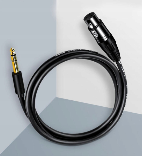 Кабель jack 6.35mm - XLR для микрофона, черный, 1,5 метра Кабель jack 6.35mm - XLR для микрофона, черный, 1,5 метра