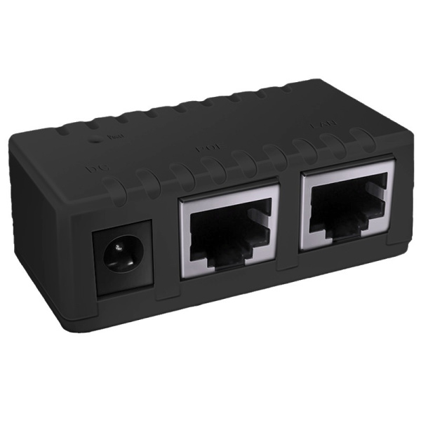 PoE-адаптер (PoE-инжектор) 1 Гбит/с, 12–52В, для камер, точек доступа, IP-телефонии, сетевого оборудования, черный