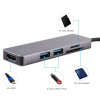 Адаптер - переходник - хаб 5in1 USB3.1 Type-C на HDMI - 2x USB3.0 - картридер TF/SD, серый