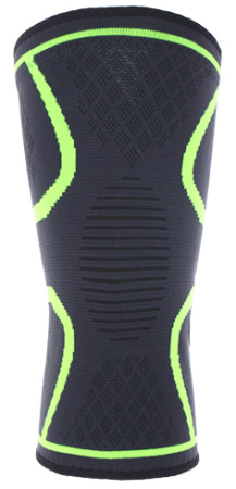 Фиксатор коленного сустава - бандаж на колено - ортопедический эластичный наколенник - спортивная компрессионная нескользящая поддержка для колена, размер S, черно-зеленый