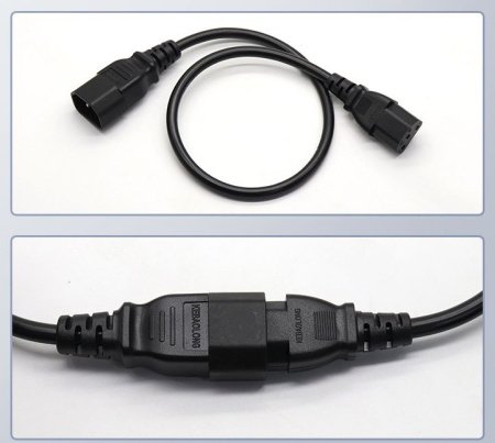 Кабель питания трехконтактный С13-С14, 1 метр, черный