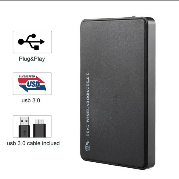 Внешний корпус - бокс SATA - MiniUSB - USB3.0 для жесткого диска SSD/HDD 2.5”, черный Внешний корпус - бокс SATA - MiniUSB - USB3.0 для жесткого диска SSD/HDD 2.5”, черный