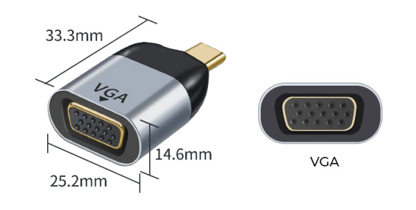 Адаптер - переходник USB3.1 Type-С - VGA, mini, серебро Адаптер - переходник USB3.1 Type-С - VGA, mini, серебро