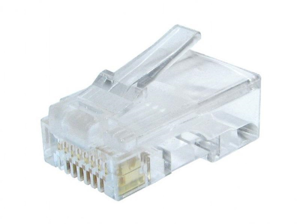 Коннектор RJ45 CAT-5E, пластик, прозрачный, 1 штука Коннектор RJ45 CAT-5E, пластик, прозрачный, 1 штука