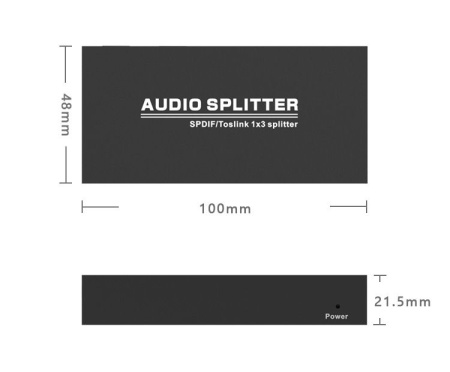 Цифровой аудио разветвитель - сплиттер 1x3 оптический (Toslink/SPDIF), активный, черный