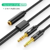 Кабель - соединитель jack 3.5mm (AUX) и jack 3.5mm (MIC) на jack 3.5mm (AUX+MIC), папа-мама, 1 метр, черный