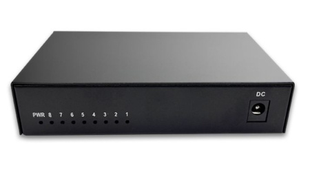 Сетевой свитч – LAN разветвитель – хаб RJ45 на 8 портов, 10/100 Мбит/с UT-Rpoe-8GT, металлический корпус, черный