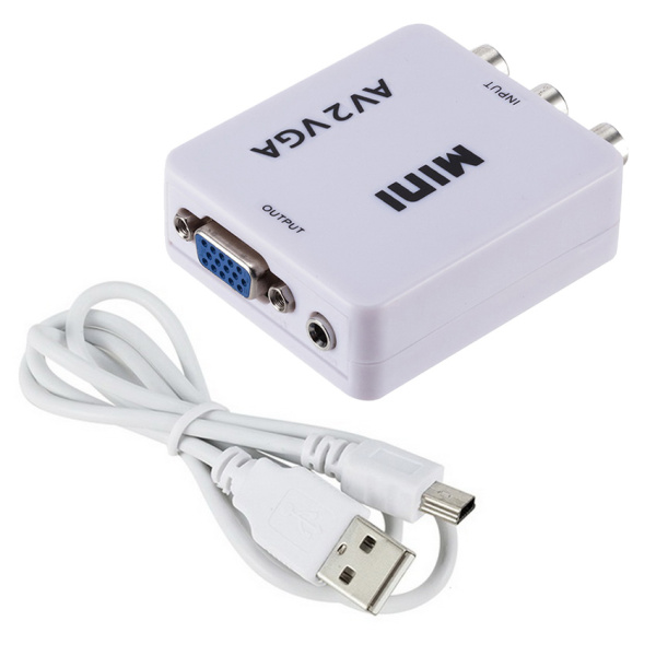 Адаптер - переходник RCA (AV) на VGA, белый Адаптер - переходник RCA (AV) на VGA, белый