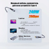 Кабель USB3.2 Type-C чип E-Marker, 4K 60Гц, PD 240W (48V/5A), 20 Гбит/с, экранирование, оплетка, папа-мама, 3 метра