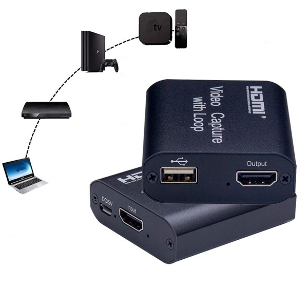 Карта видеозахвата USB - HDMI, ver.03, черный Карта видеозахвата USB - HDMI, ver.03, черный