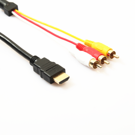 Кабель - переходник HDMI - 3x RCA (AV белый-красный-желтый), 1,5 метра