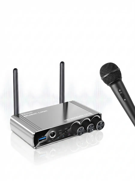 Караоке-система Аудио адаптер Hi-Fi LY18, микрофон проводной YS-02 с кабелем XLR - jack 6,35 мм