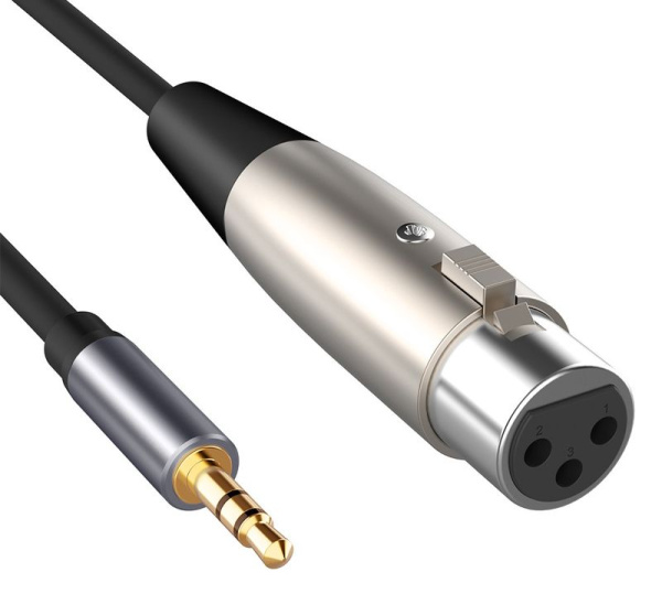 Кабель jack 3.5mm - XLR для микрофона, XLR мама, 1.5 метра, черный