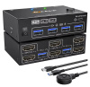 KVM-переключатель 2х2 HDMI 2.0 4K60Гц USB3.0, для двух мониторов, удлинитель кнопки переключения 1.5м, черный