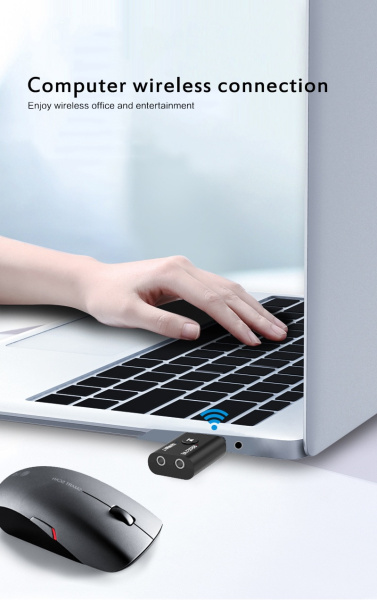 Беспроводной аудио адаптер TR Bluetooth v5.0 RX/TX, черный Беспроводной аудио адаптер TR Bluetooth v5.0 RX/TX, черный