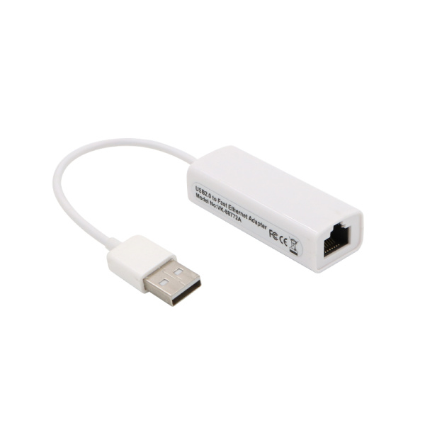 Адаптер - переходник USB2.0 - RJ45 (LAN) до 100 Мбит/с, белый Адаптер - переходник USB2.0 - RJ45 (LAN) до 100 Мбит/с, белый