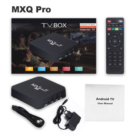 Цифровая приставка MXQpro 4K для ТВ - медиаплеер HDMI для цифрового телевидения Android v11.1, WI-FI двухдиапазонный 2.4GHz/5GHz, 4GB+32GB, пульт ДУ