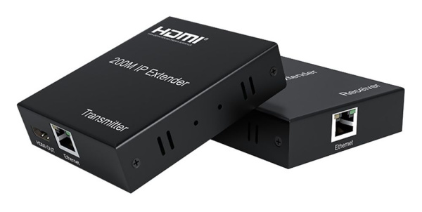 Удлинитель сигнала HDMI по витой паре RJ45 (LAN) до 200 метров, активный, FullHD 1080p, комплект, черный Удлинитель сигнала HDMI по витой паре RJ45 (LAN) до 200 метров, активный, FullHD 1080p, комплект, черный