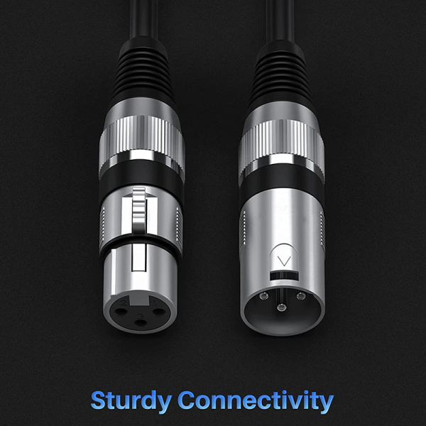 Аудио-кабель XLR (для микрофона, гитары, инструментов), M-F, black, 5 метров