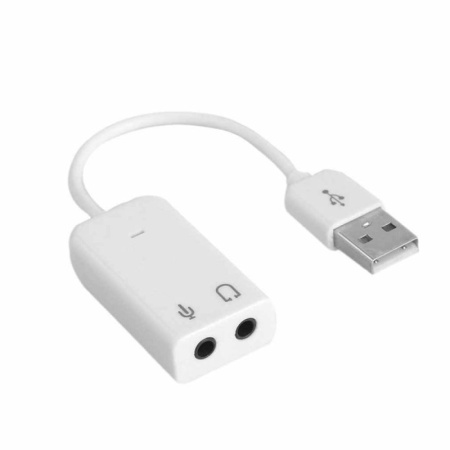 Звуковой адаптер - внешняя звуковая карта USB 3D 2.1/7.1-канальная, кабель, белый