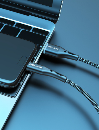 Зарядный USB дата кабель USLION MicroUSB для быстрой зарядки, 2.4A, 1м, черный