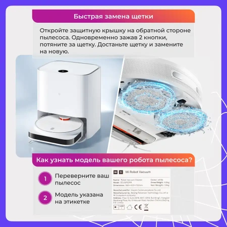 Основная щетка для робота-пылесоса Xiaomi Mijia Sweeping and Mopping Robot Pro (STYTJ06ZHM)