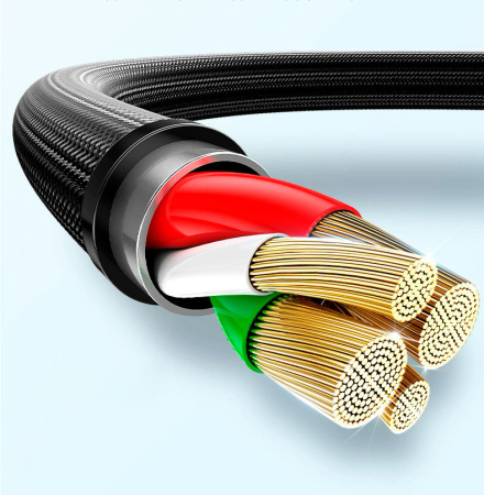 Универсальный зарядный кабель 3-в-1 USB Type-C - Lightning - MicroUSB, 5А, 1.2 метра, черный