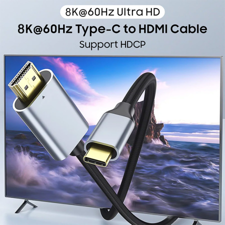 Кабель USB3.1 Type-C - HDMI, UltraHD 8K60Hz, 2 метра, черный