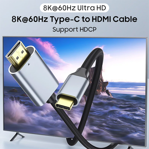 Кабель USB3.1 Type-C - HDMI, UltraHD 8K60Hz, 2 метра, черный Кабель USB3.1 Type-C - HDMI, UltraHD 8K60Hz, 2 метра, черный