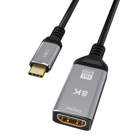 Адаптер-переходник USB 3.1 Type-C – HDMI – 8K 60Гц / 4K 120Гц, HDR, двойное экранирование, алюминий, длина 20 см