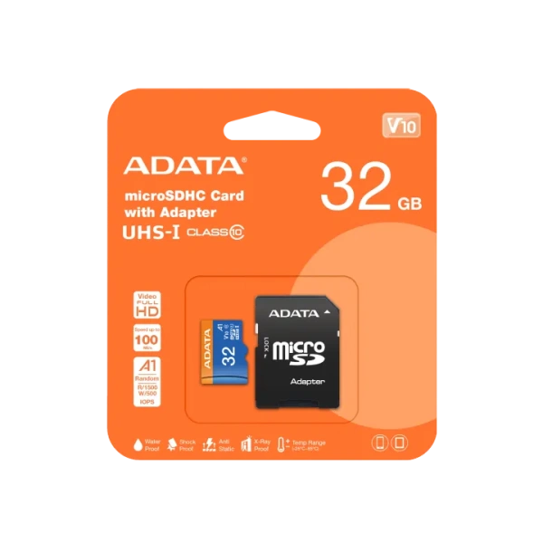 Карта памяти MicroSDHC 32Gb ADATA (W/ADAP.AUSDH32GUICL10A1-RA1), класс 10, SD-адаптер Карта памяти MicroSDHC 32Gb ADATA (W/ADAP.AUSDH32GUICL10A1-RA1), класс 10, SD-адаптер