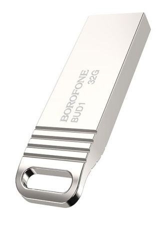 Флешка 32Gb Borofone BUD1, USB 2.0, серебристый