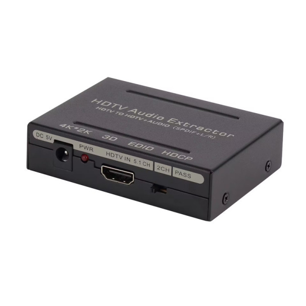 Адаптер - HDMI аудио экстрактор 4K  - оптика (Toslink/SPDIF) - jack 3.5mm (AUX), черный