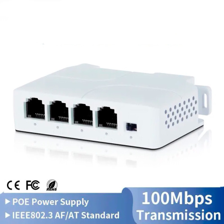 Разветвитель RJ45 (повторитель, удлинитель, ретранслятор, расширитель) POE портов 1х3 до 100 Мбит/с, для IP-портов POE-коммутатора, IP-камеры