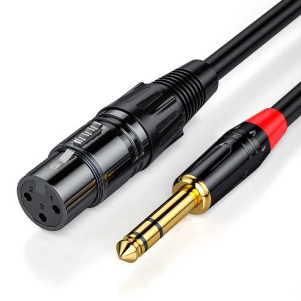Аудиокабель микрофонный jack 6.35mm - XLR трехжильный для микшера, караоке, папа-мама, 1,5 метра, черный Аудиокабель микрофонный jack 6.35mm - XLR трехжильный для микшера, караоке, папа-мама, 1,5 метра, черный