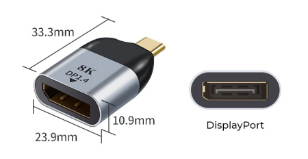 Адаптер - переходник USB3.1 Type-С - DisplayPort 8K, mini, серебро