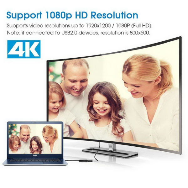 Адаптер - переходник USB3.0 - VGA, черный Адаптер - переходник USB3.0 - VGA, черный