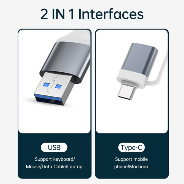Адаптер - хаб USB3.1 Type-C/USB3.0 Type-A на USB3.0 - 3x USB2.0, серый Адаптер - хаб USB3.1 Type-C/USB3.0 Type-A на USB3.0 - 3x USB2.0, серый