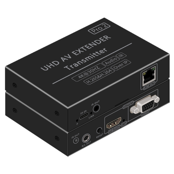 Передатчик удлинителя сигнала HDMI по витой паре RJ45 до 200 метров, UltraHD 4K@30Hz H.265 Over IP, черный Передатчик удлинителя сигнала HDMI по витой паре RJ45 до 200 метров, UltraHD 4K@30Hz H.265 Over IP, черный