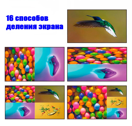 KVM-переключатель 8-ми портовый HDMI 4K USB с функцией делителя экрана, RS232, пульт ДУ, черный