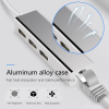 Адаптер - переходник - хаб USB3.1 Type-C на 3x USB3.0 - RJ45 (LAN) до 100 Мбит/с, серебро