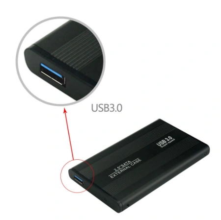 Внешний корпус - бокс SATA - USB3.0 для жесткого диска SSD/HDD 2,5”, алюминий, черный