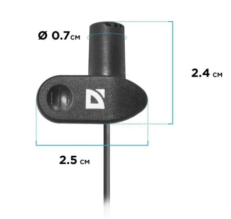 Микрофон Defender MIC-109 (64109), на прищепке, jack 3.5mm, 1,8м, черный